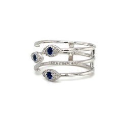 Roman + Jules Evil Eye Diamond and Sapphire Ring Set in 14K White Gold