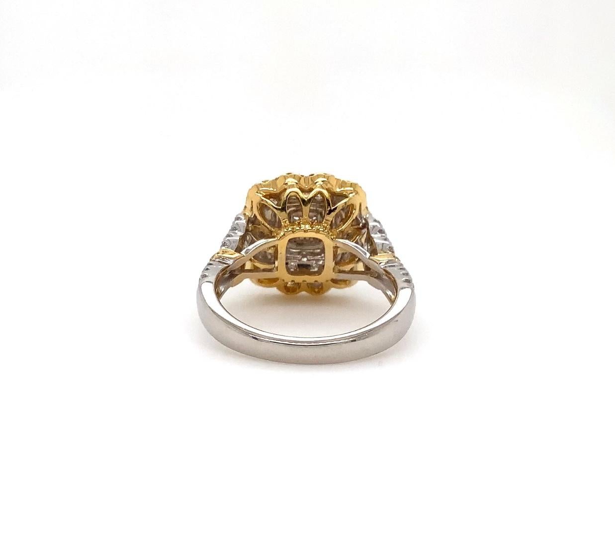 Roman + Jules Fancy Intense Yellow and White Fine Quality Diamond Ring in 18kt In New Condition For Sale In Los Gatos, CA