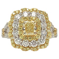 Roman + Jules Bague fantaisie en diamant jaune et blanc intense de qualité supérieure 18 carats 
