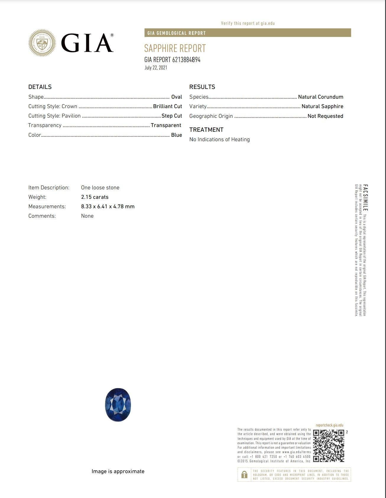 Roman + Jules GIA zertifizierte blaue Saphir- und Diamant-Halskette aus 18 Karat mit G im Angebot 1