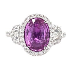 Roman + Jules Natural Gia Certified Oval Purplish-Pink Sapphire and Diamond