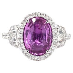 Roman + Jules Natural Gia Certified Oval Purplish-Pink Sapphire and Diamond