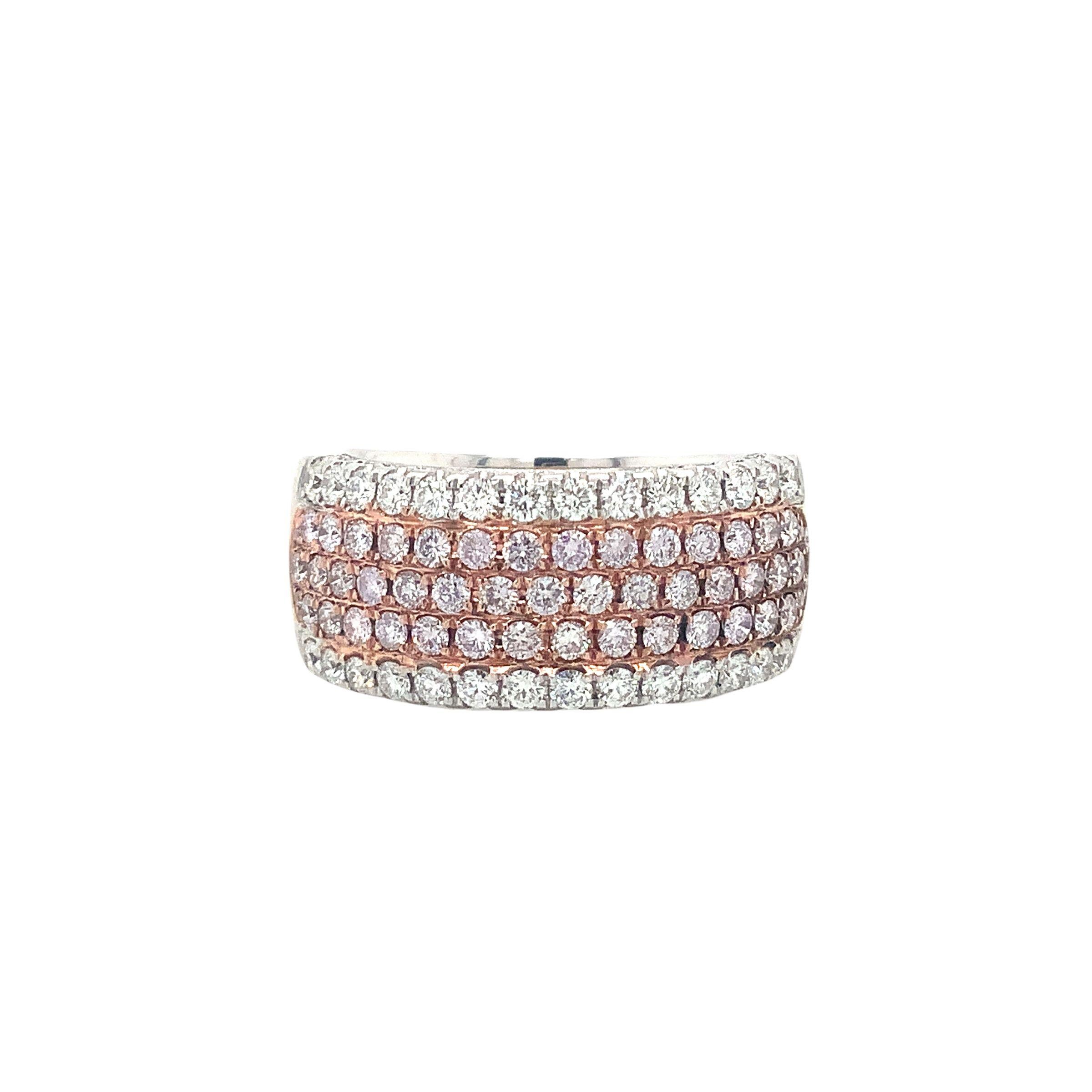 Moderne Roman + Jules Bracelet large à cinq rangs de diamants roses et blancs Pavé en 18K  en vente