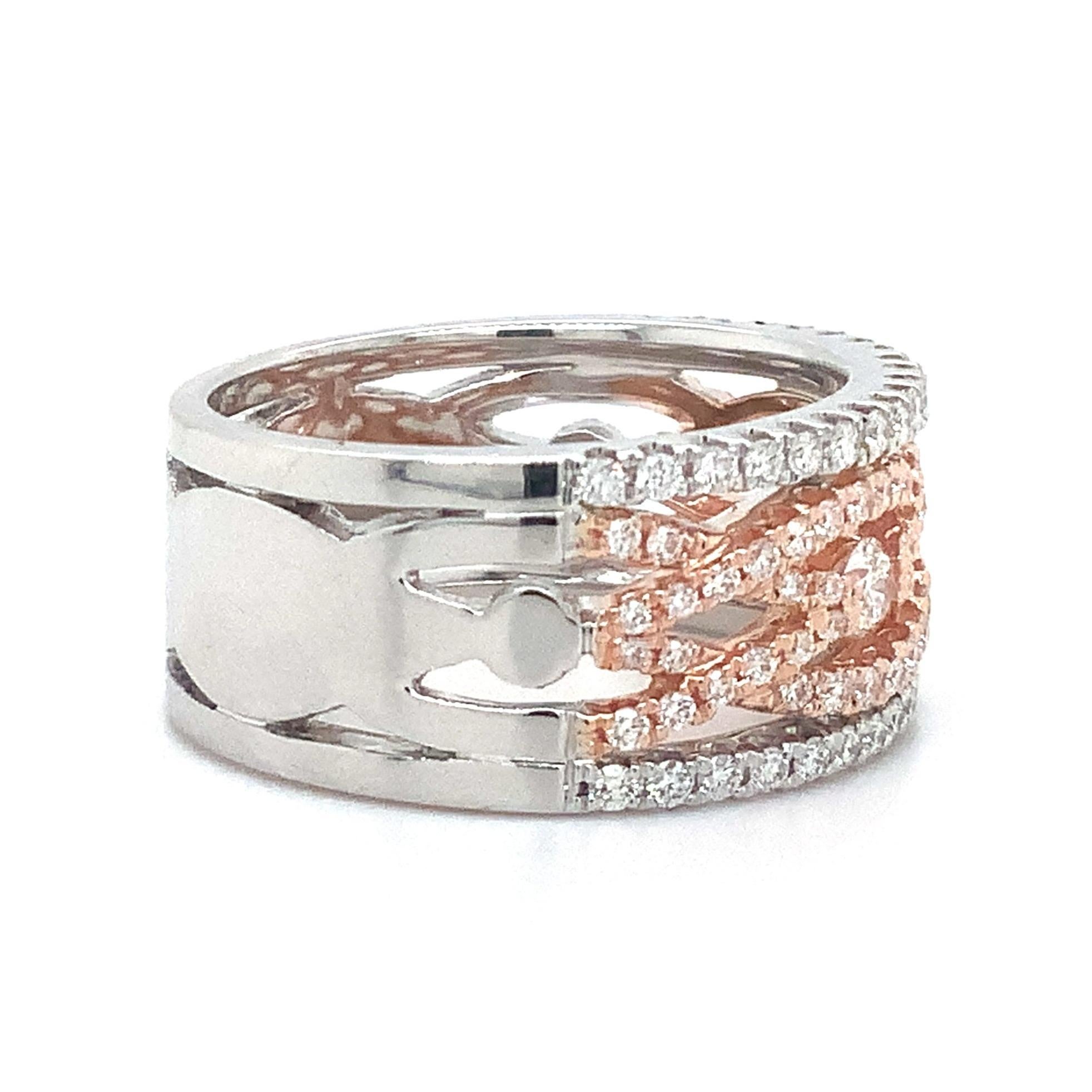 Modern Roman + Jules Pavé White Diamond Braided Infinity Diamond Band For Sale