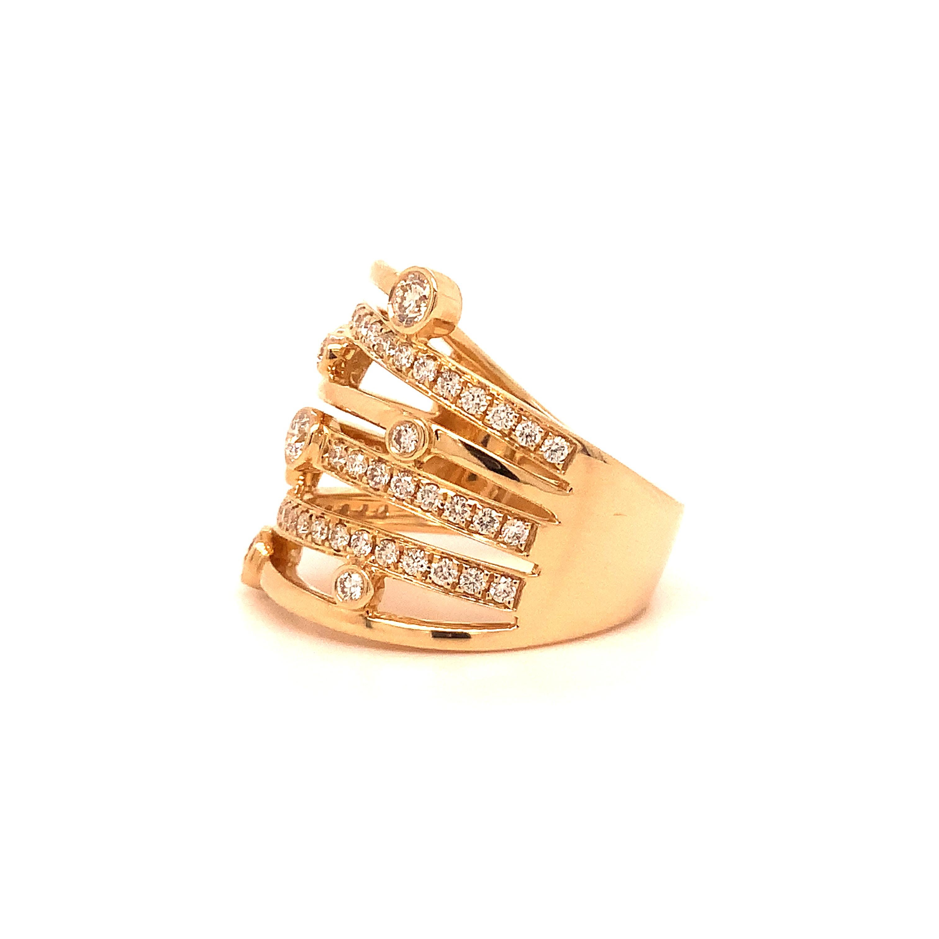Modern Roman + Jules Right Hand Diamond Ring Set in 14 Karat Yellow Gold For Sale