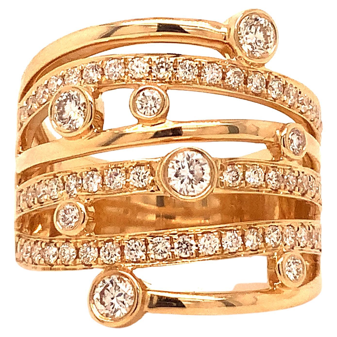 Roman + Jules Right Hand Diamond Ring Set in 14 Karat Yellow Gold For Sale