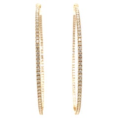 Roman + Jules  Round Diamond Hoops Set in 14k Yellow Gold Post