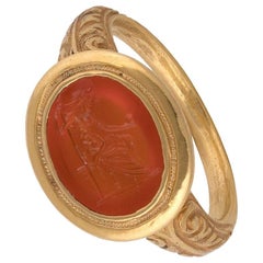 Roman Jupiter Carnelian Intaglio, circa 1st-2nd Century A.D
