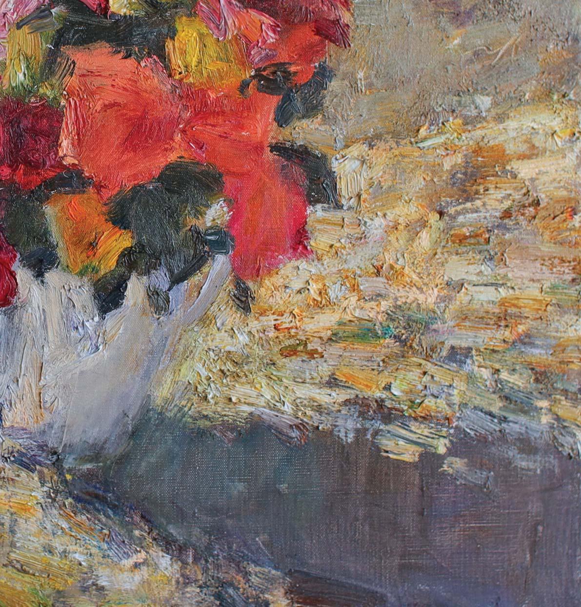Roses on the Shore - Gray Landscape Painting by Roman Konstantinov