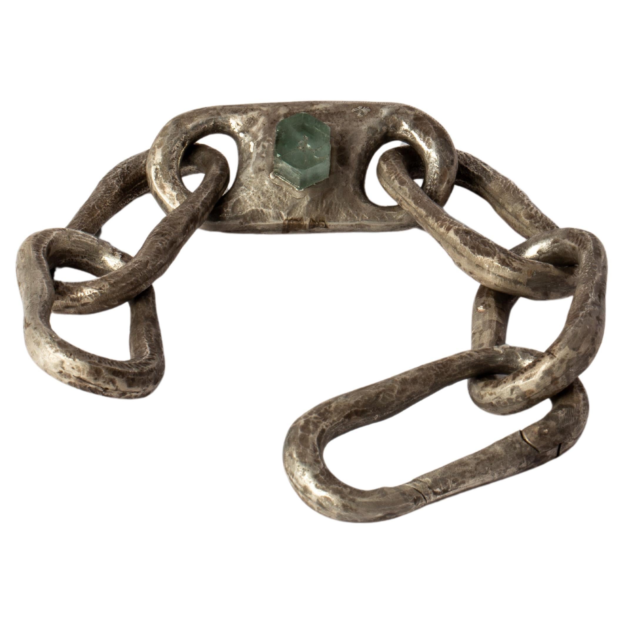 Roman Large Link Bracelet w/ Large Closed Link (Aquamarine, DA+AQU) For Sale