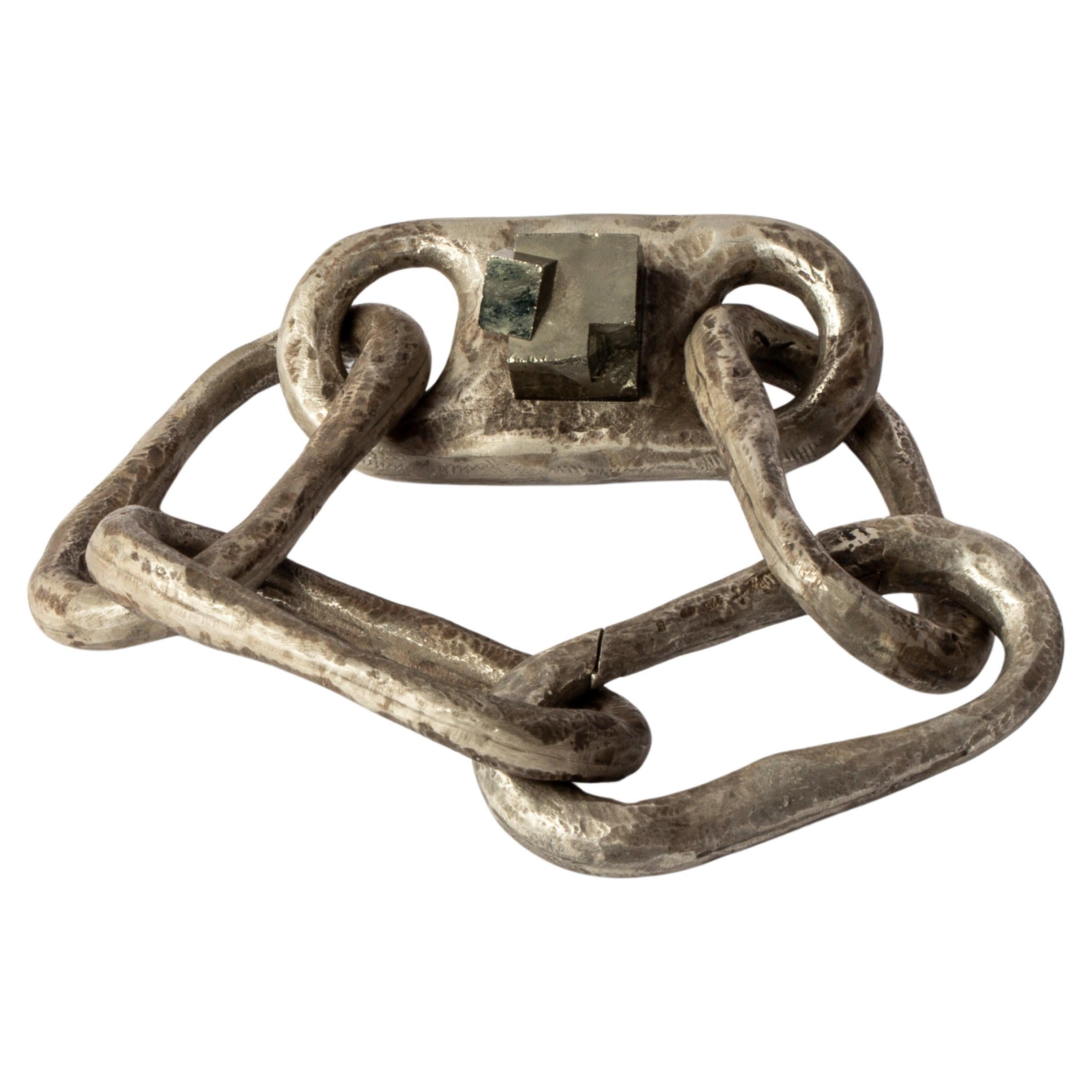 Bracelet romain à gros maillons avec grand maillon fermé (Pyrite, DA+PYR) en vente