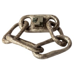 Bracelet romain à gros maillons avec grand maillon fermé (Pyrite, DA+PYR)