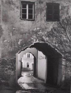 Open Courtyard. Old Arch Laneway Europe Lithuania