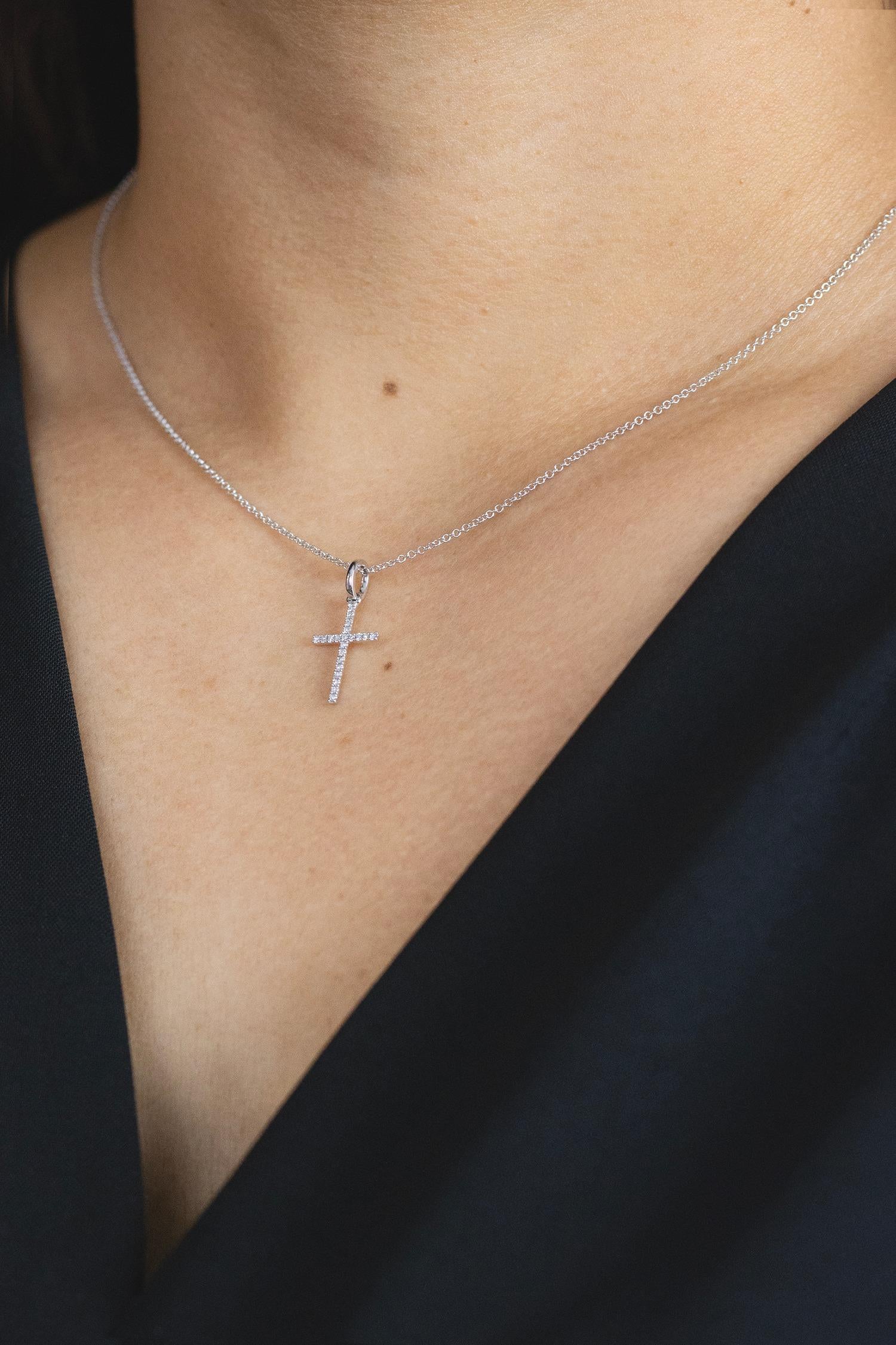 Roman Malakov 0,05 Karat insgesamt runder Diamant-Halskette mit Kreuzanhänger für Damen oder Herren