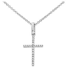 Roman Malakov 0.05 Carats Total Round Diamond Small Cross Pendant Necklace