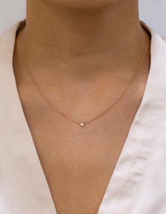 Roman Malakov 0.09 Carat Round Cut Diamond Solitaire Pendant Necklace