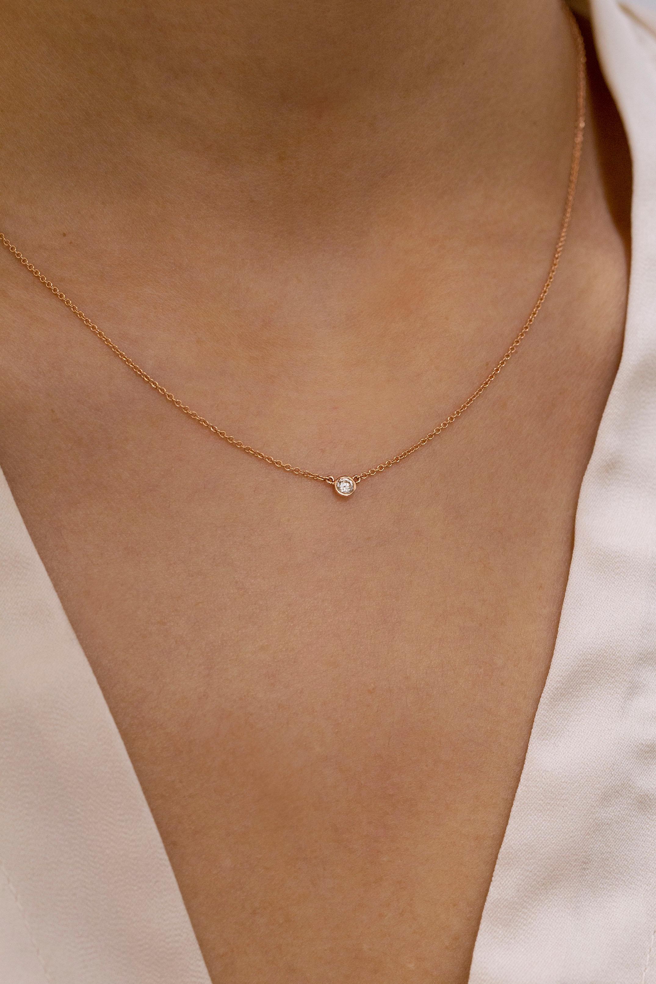 single bezel diamond necklace