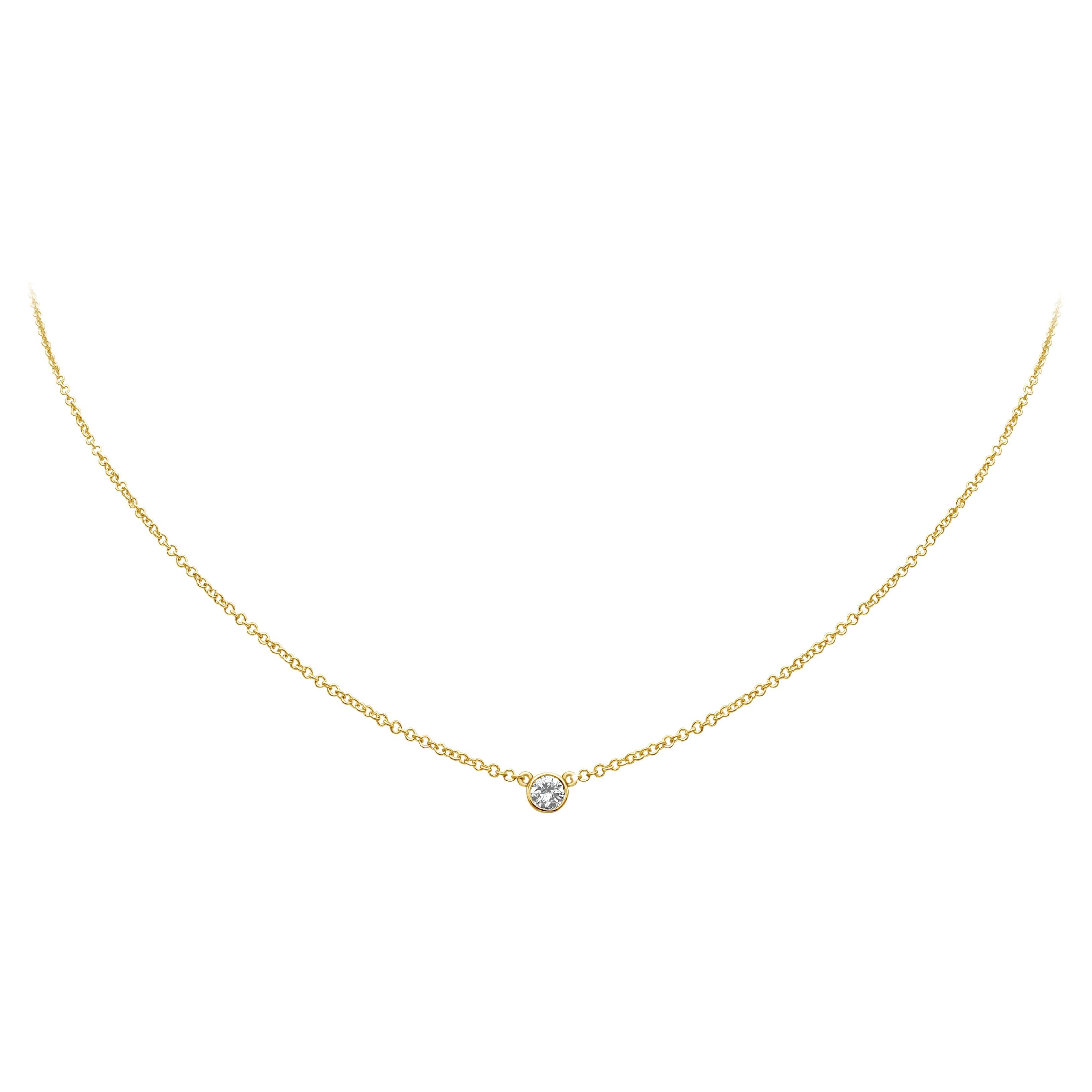 Roman Malakov, collier pendentif solitaire à chaton en diamants ronds de 0,10 carat en vente