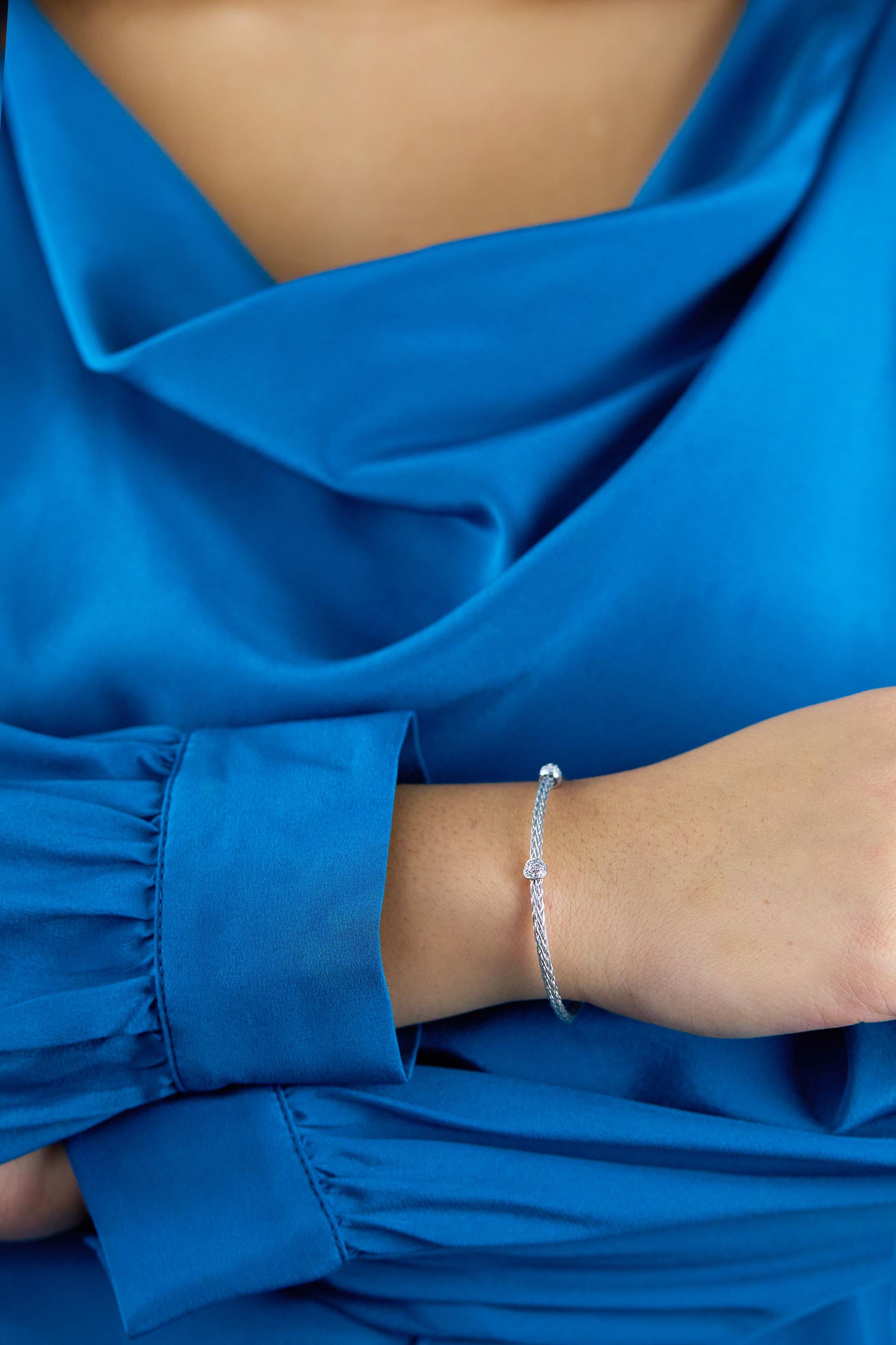 Taglio rotondo Roman Malakov Diamonds 0,11 carati totali di diamante taglio rotondo Bracciale stile grano in vendita