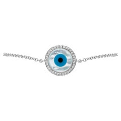 Roman Malakov 0,21 Karat Gesamt runder Diamant Perlmutt Evil Eye Armband