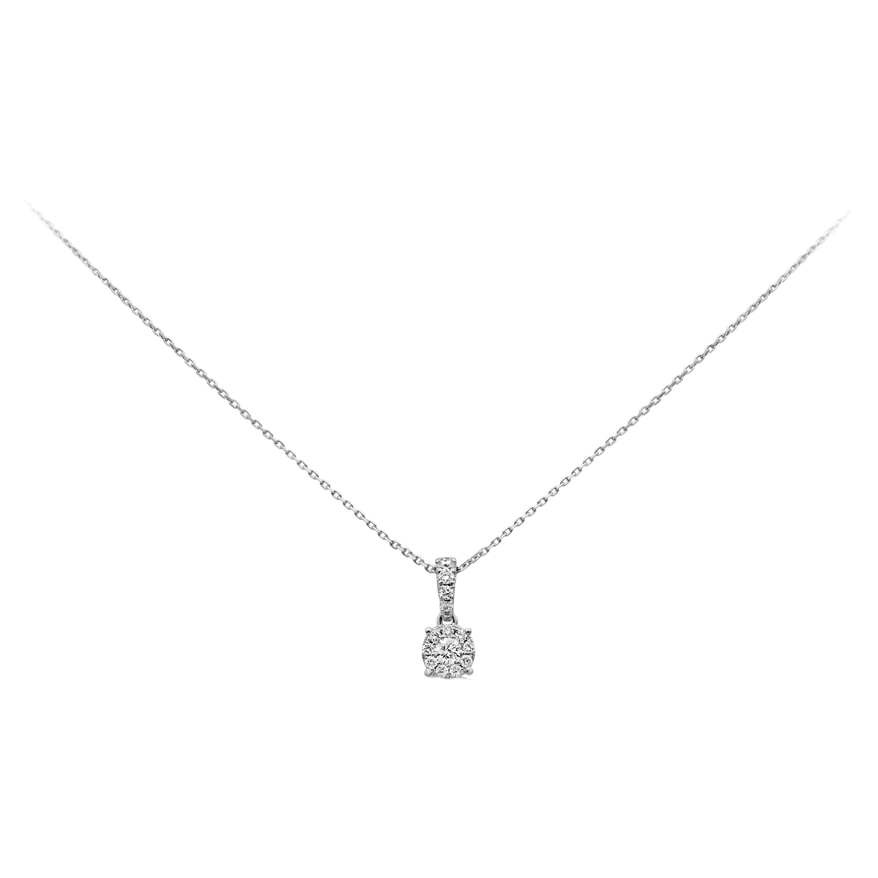 Roman Malakov, 0.23 Carat Total Round Diamond Illusion Pendant Necklace For Sale