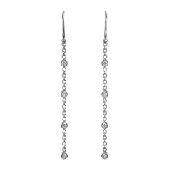 Roman Malakov 0.23 Carats Total Round Brilliant Cut Diamond Chain Drop Earrings