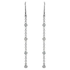 Roman Malakov 0.23 Carats Total Round Brilliant Cut Diamond Chain Drop Earrings