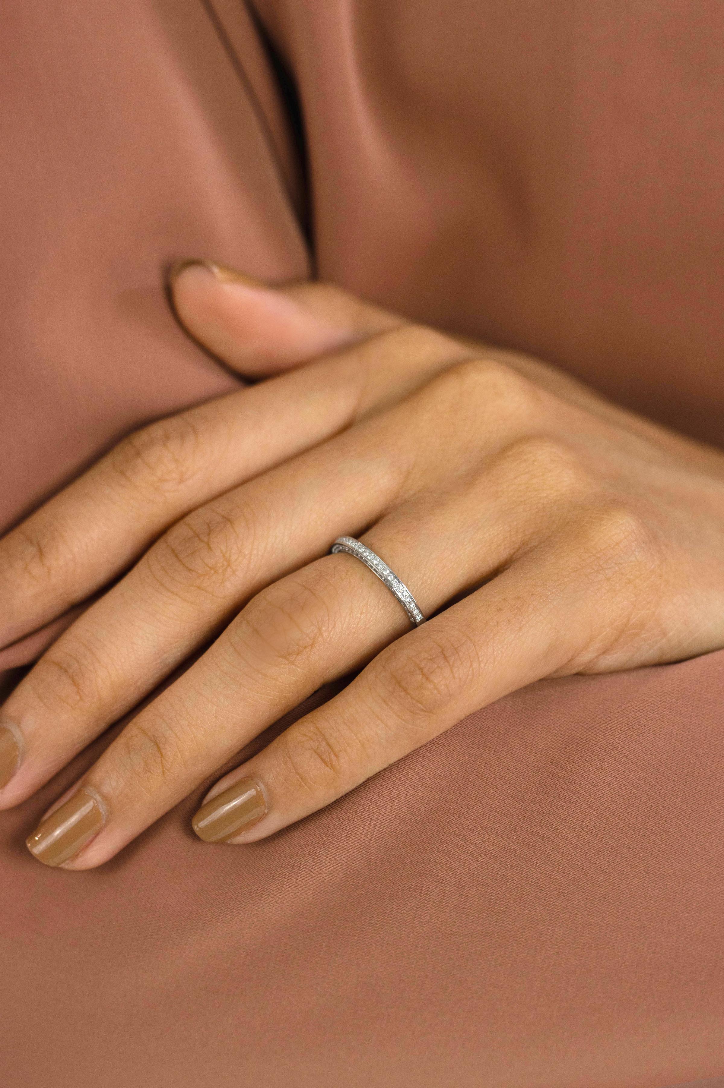 Women's Roman Malakov 0.24 Carats Round Cut Diamond Hal-Eternity Wedding Band Ring For Sale