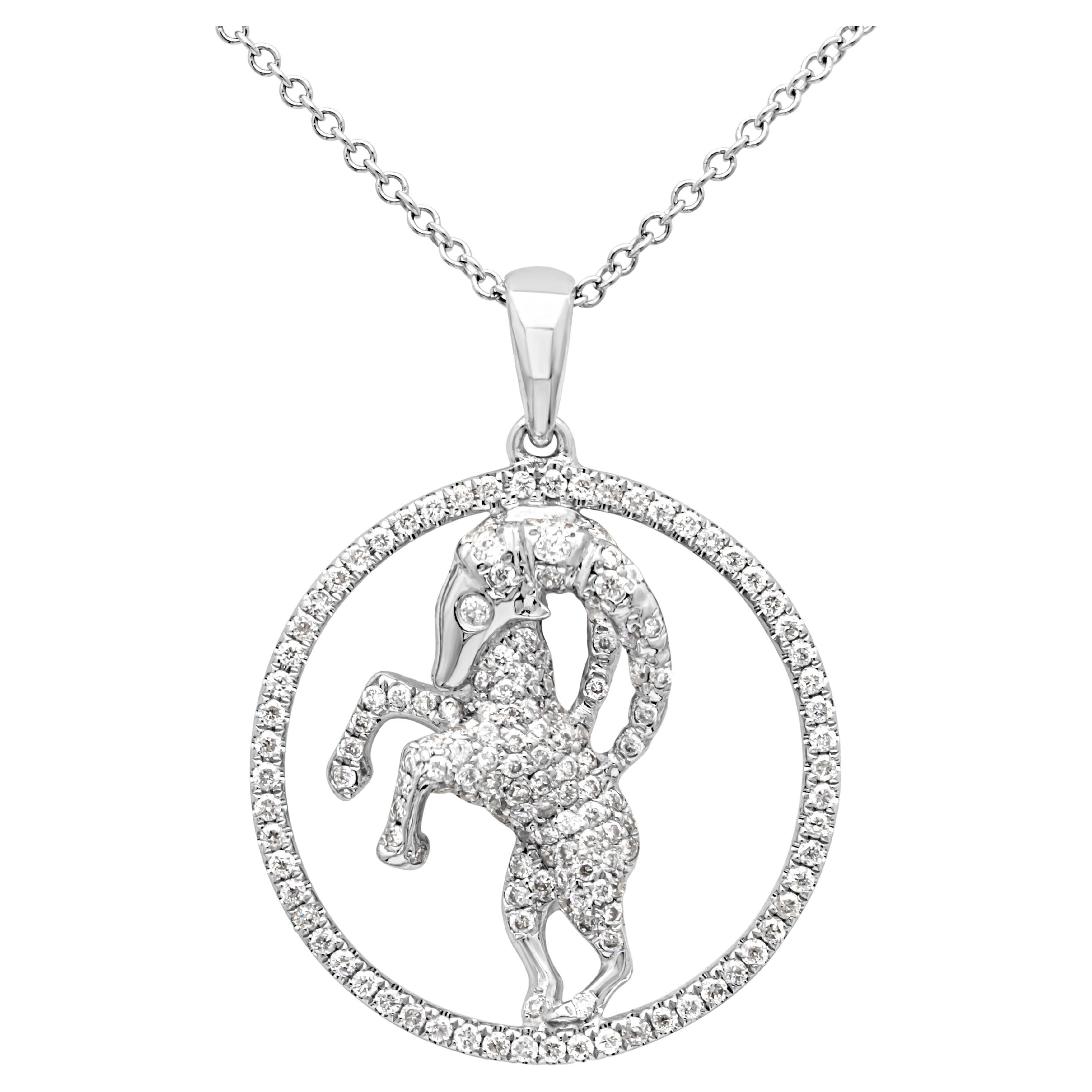 Roman Malakov 0.24 Carats Round Diamond, Aries Pendant Necklace