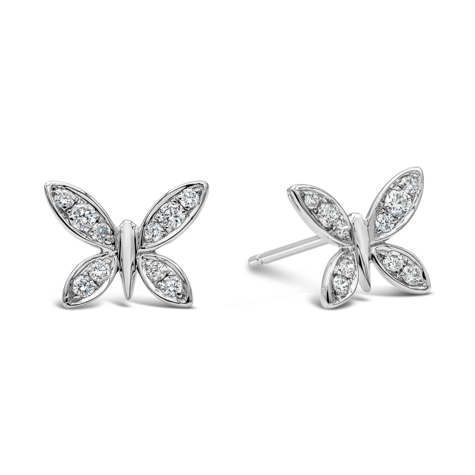A charming pair of stud earrings showcasing round brilliant diamonds set in a chic butterfly design, weighing 0.25 carats total, F Color and VS in Clarity. Finely made in 18K White Gold.

Roman Malakov is a custom house, specializing in creating