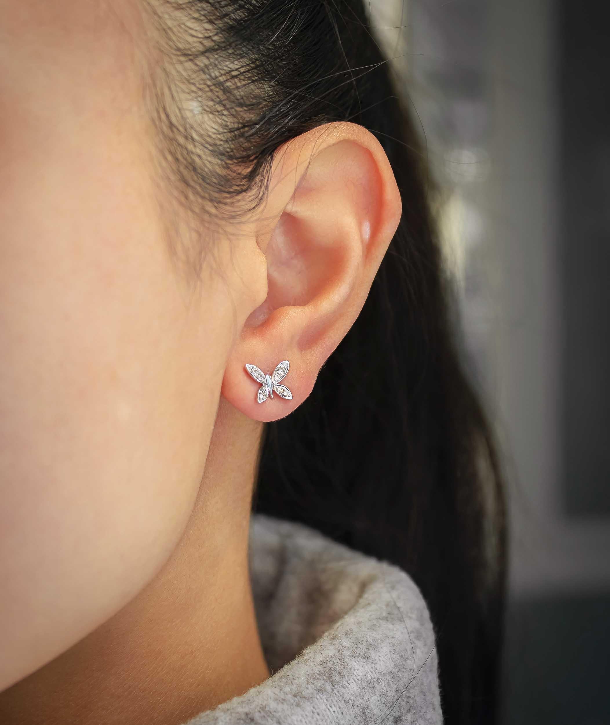 Roman Malakov 0.25 Karat Total Brilliant Rund Diamant Schmetterling Ohrstecker (Rundschliff) im Angebot