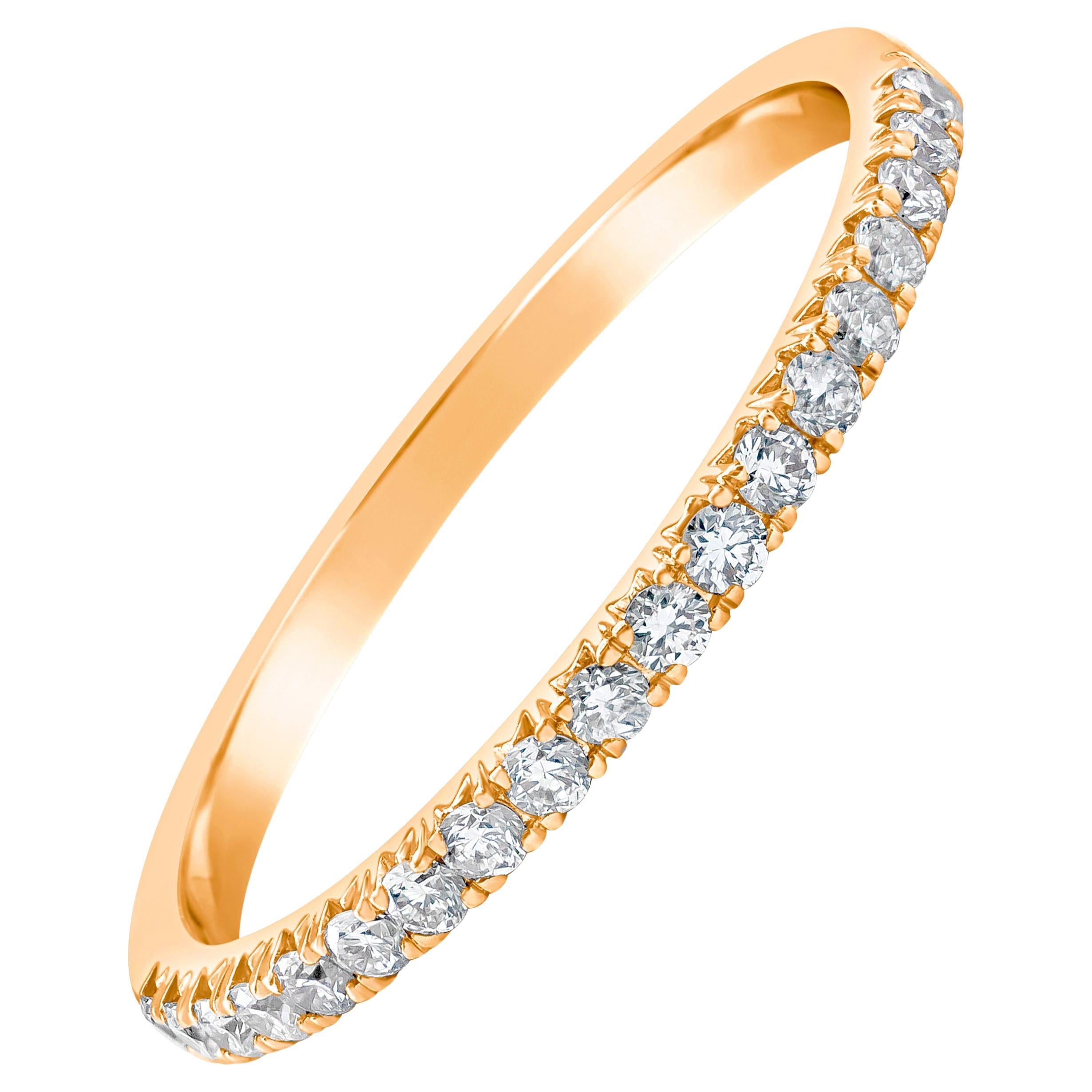 Roman Malakov 0.25 Carat Total Round Diamond Half Eternity Wedding Band Ring For Sale