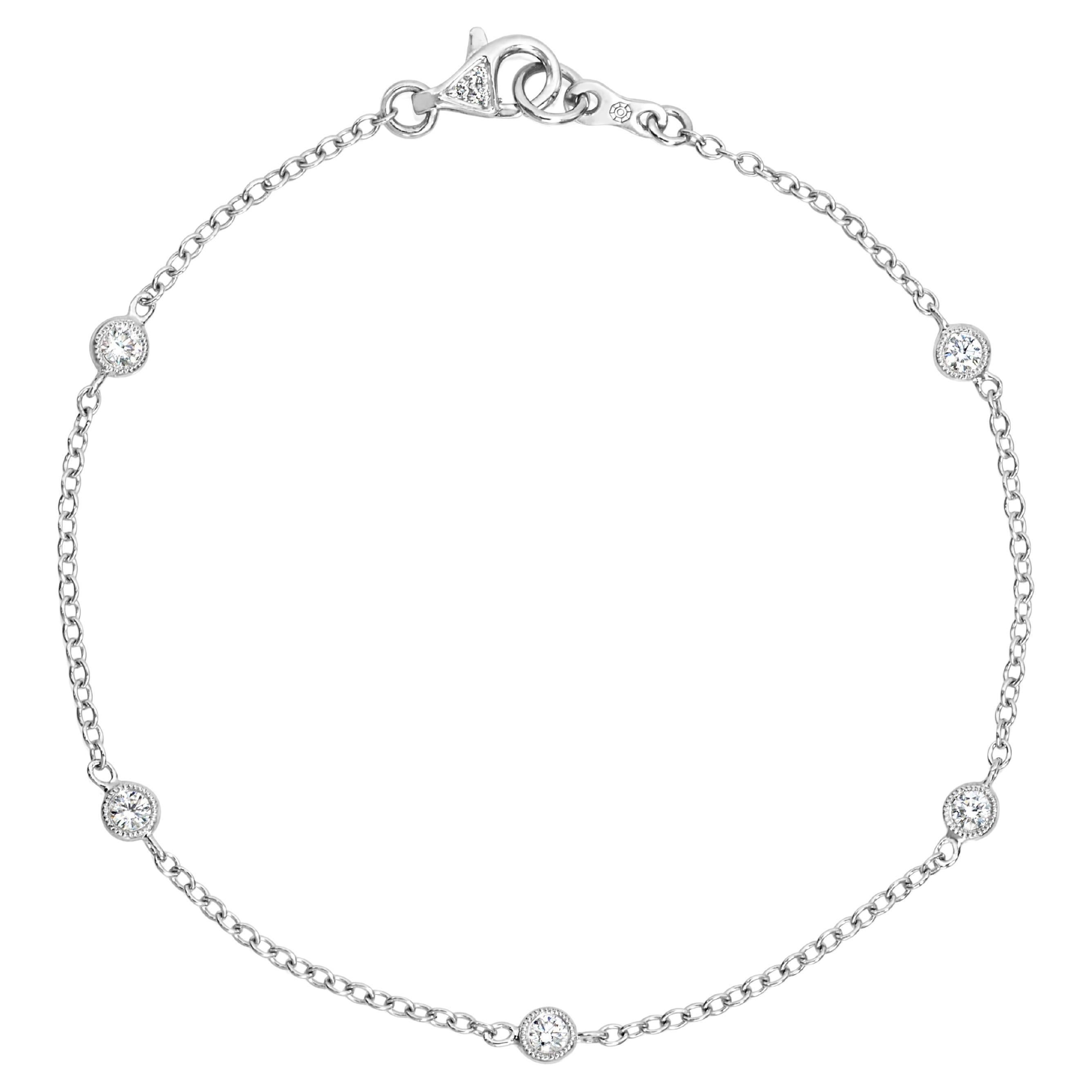 Roman Malakov 0.26 Carat Total Round Brilliant Cut Diamonds By the Yard Bracelet For Sale