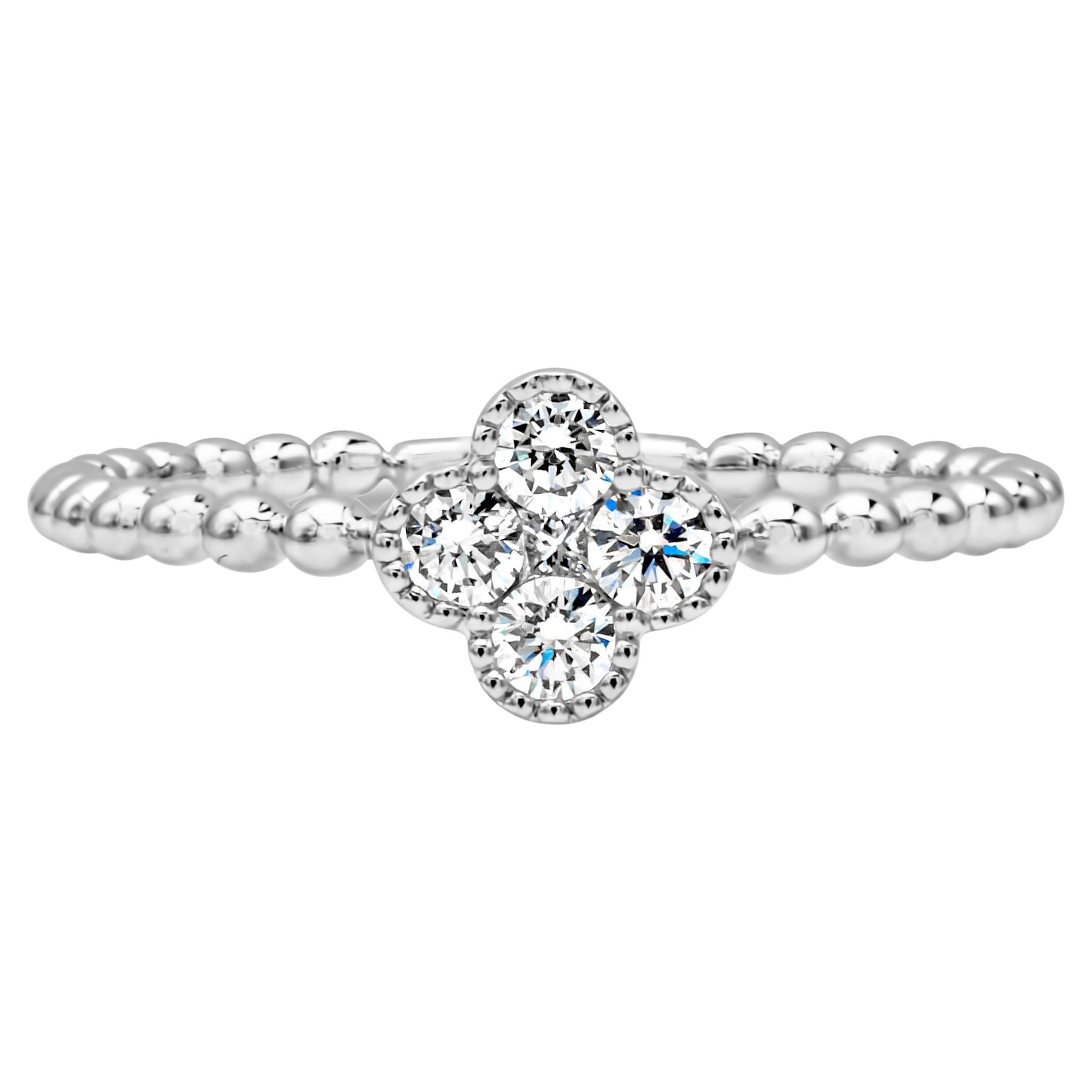Roman Malakov 0.26 Carats Total Brilliant Round Cut Diamond Clover Fashion Ring For Sale