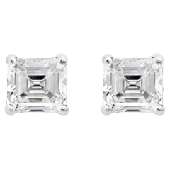 Roman Malakov 0.27 Carats Total Asscher Cut Diamond Stud Earrings
