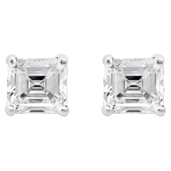 Roman Malakov 0.27 Carats Total Asscher Cut Diamond Stud Earrings 