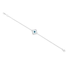 Roman Malakov Bracelet trèfle œil maléfique en nacre et diamants ronds de 0,28 carat