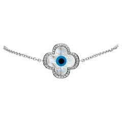 Roman Malakov 0.28 Carat Total Diamond Mother of Pearl Evil Eye Bracelet