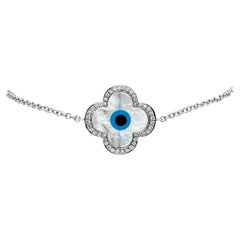 Roman Malakov 0,28 Karat Diamant-Perlmutt-Armband Evil Eye