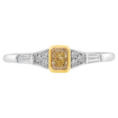 Roman Malakov 0.29 Carat Radiant Cut Fancy Yellow Diamond Engagement Ring