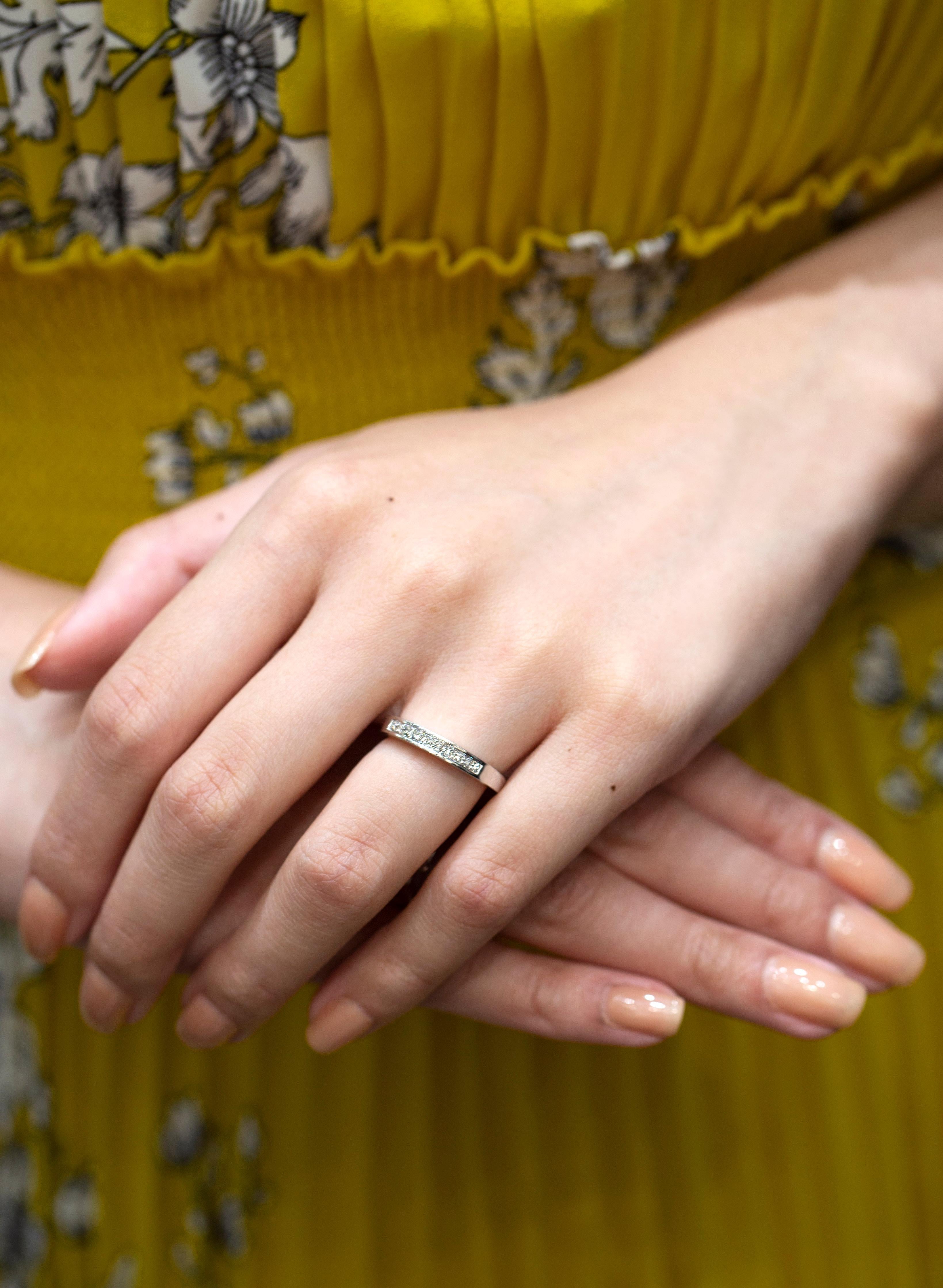 Contemporary Roman Malakov 0.29 Carat Total Ten Stone Princess Cut Diamond Wedding Band Ring For Sale