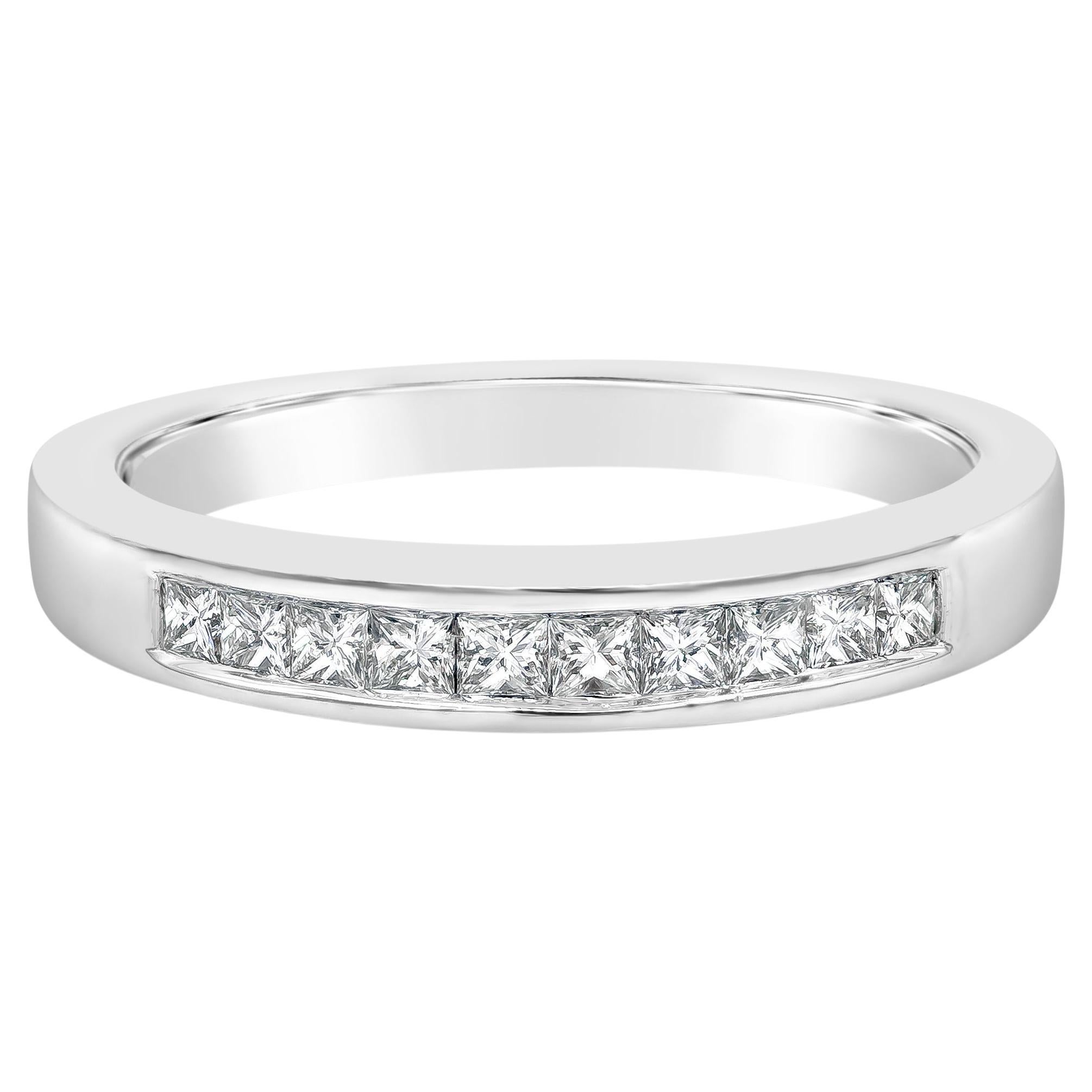 Roman Malakov 0.29 Carat Total Ten Stone Princess Cut Diamond Wedding Band Ring For Sale