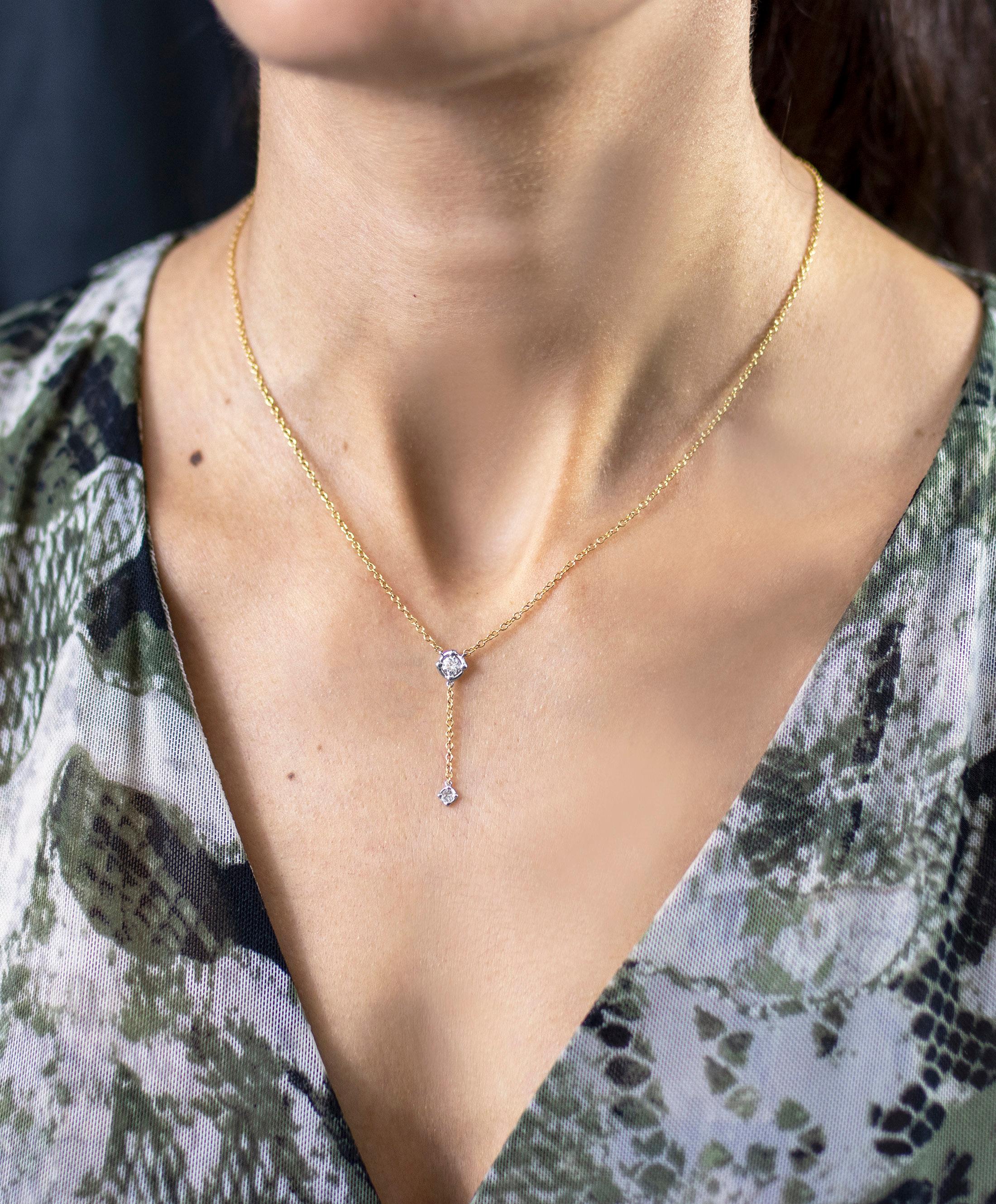 Taille ronde Roman Malakov, collier pendentif avec diamants ronds de 0,29 carat au total en vente