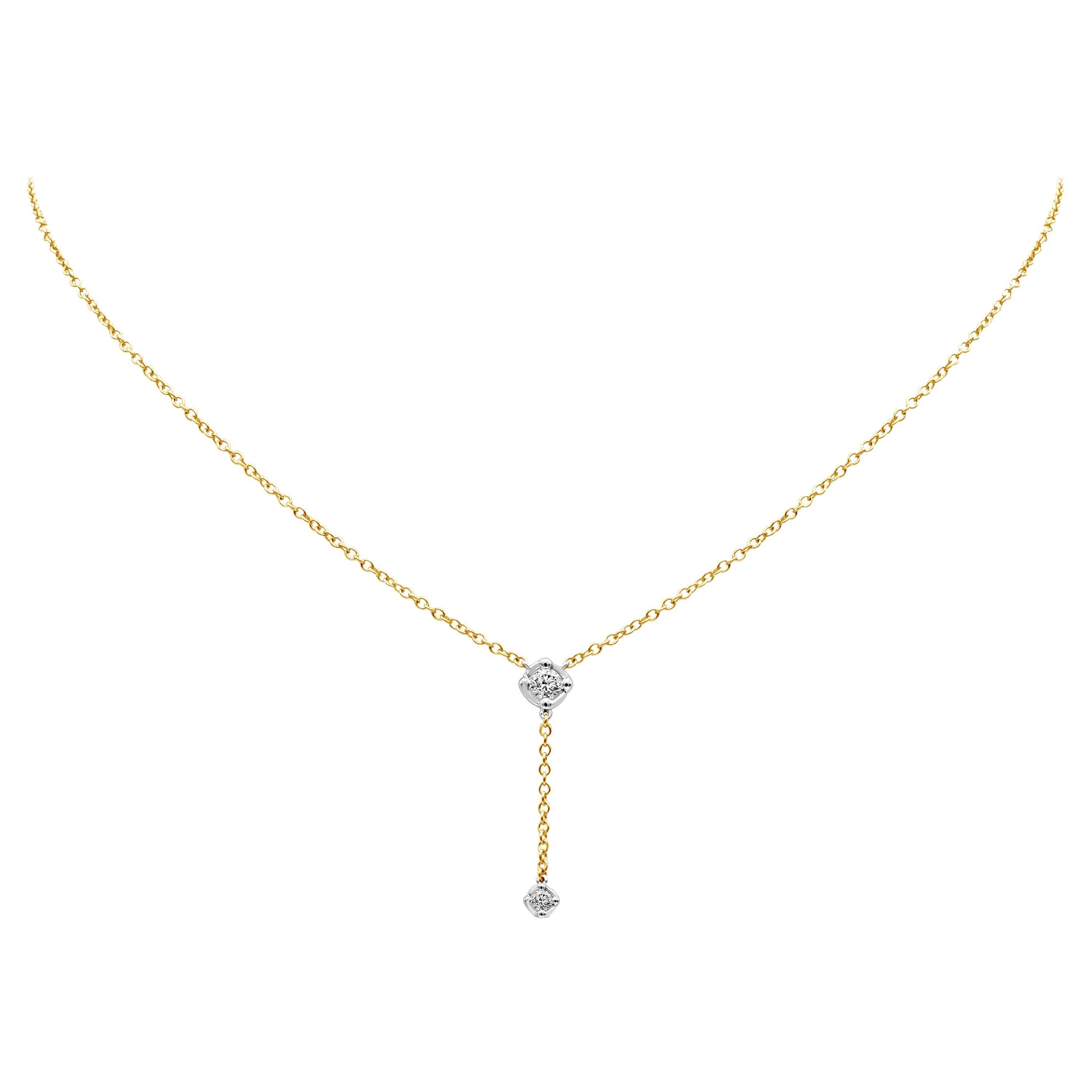 Roman Malakov 0.29 Carat Total Round Diamond Pendant Necklace For Sale