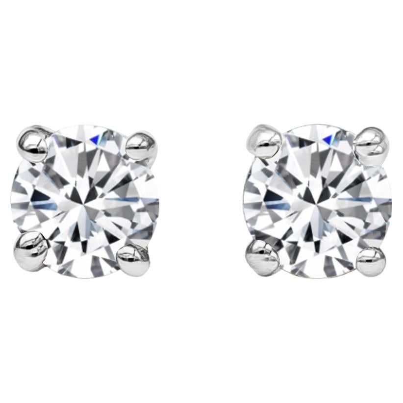 Roman Malakov 0.30 Carats Total Brilliant Round Shape Diamond Stud Earrings