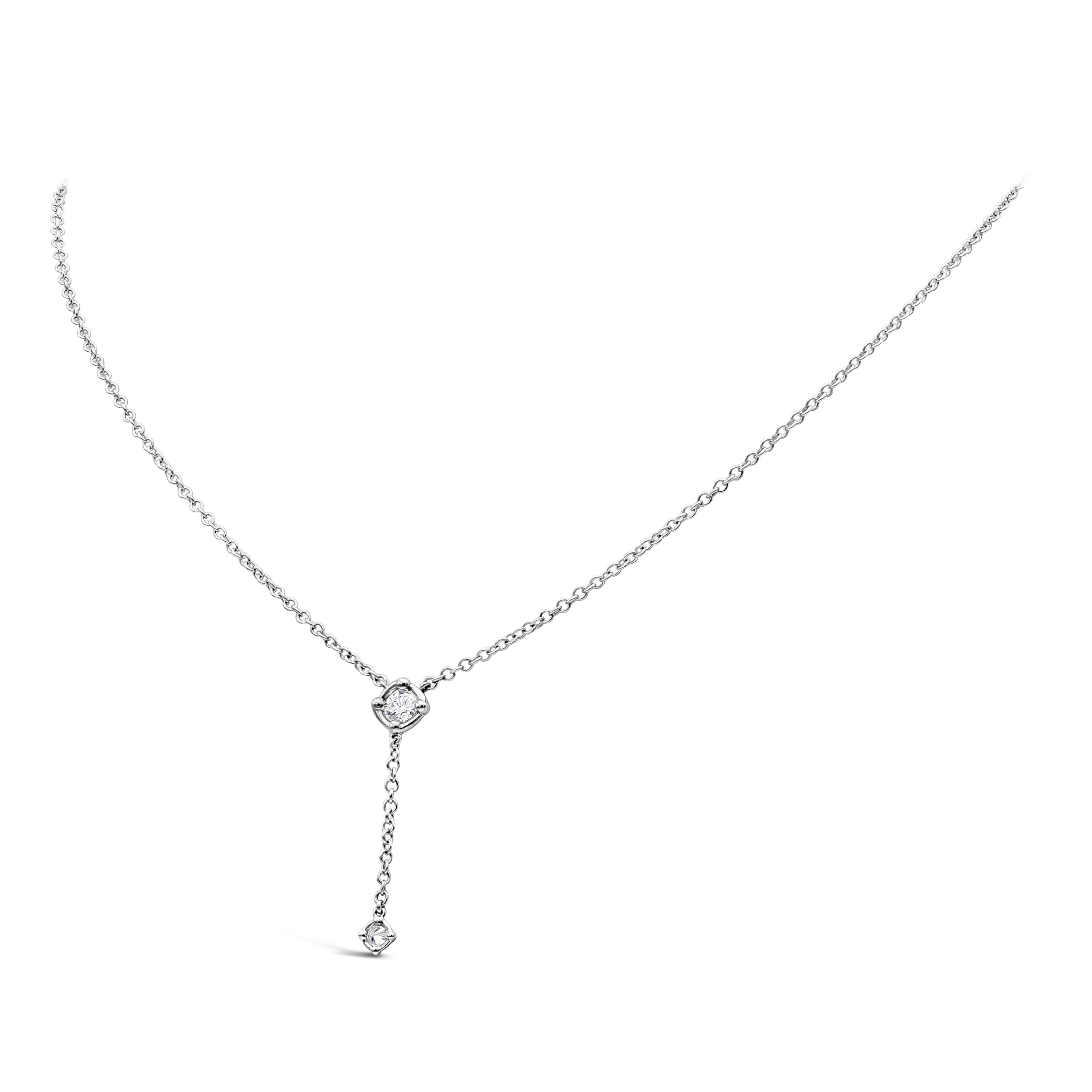 A simple and versatile pendant necklace showcasing a 0.30 carat round diamond in a 18 karat white gold bezel. Attached to a 16 inch with an interval at 15 inch white gold chain.

Roman Malakov is a custom house, specializing in creating anything you