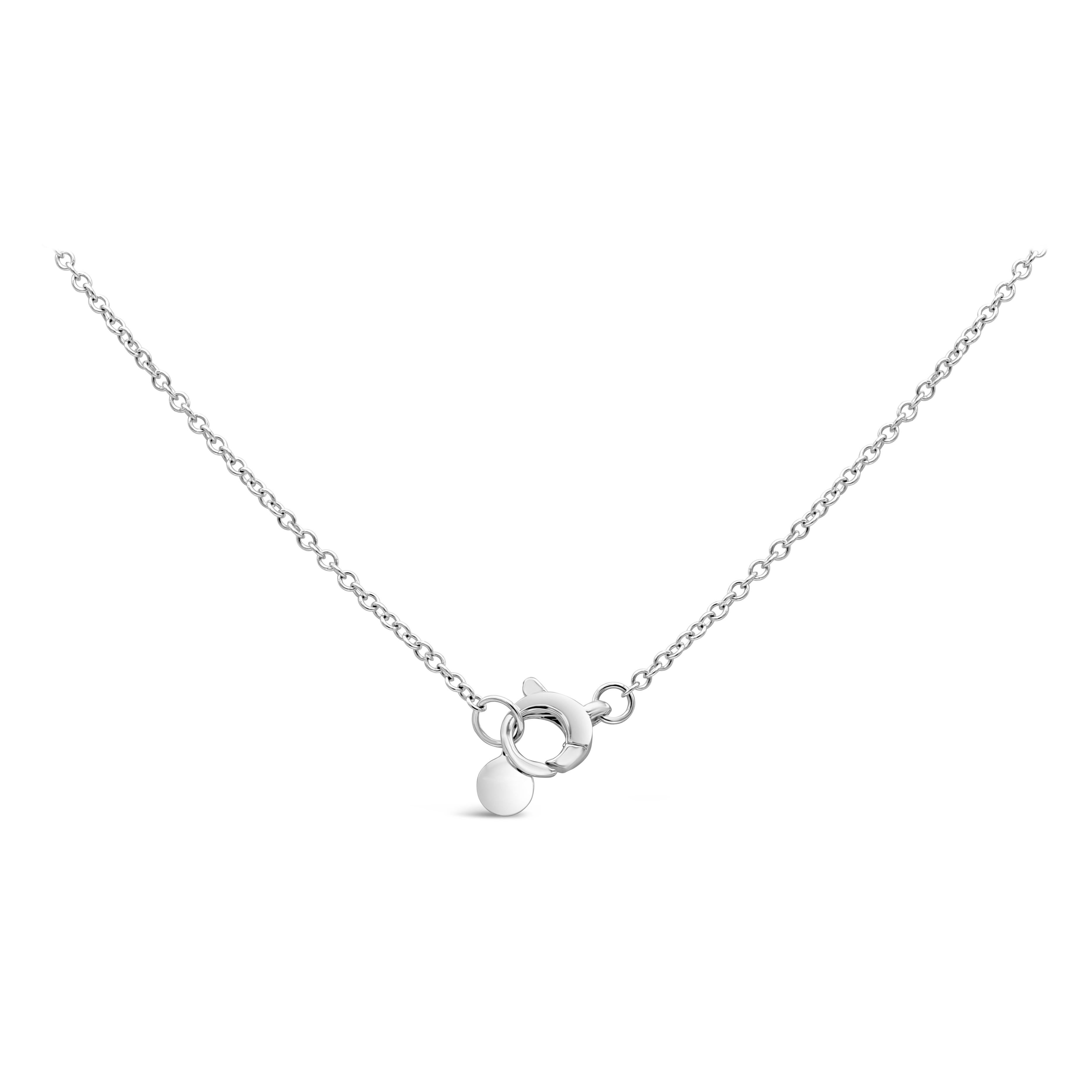 Contemporary Roman Malakov 0.30 Carats Round Diamond Bezel Pendant Necklace in White Gold For Sale