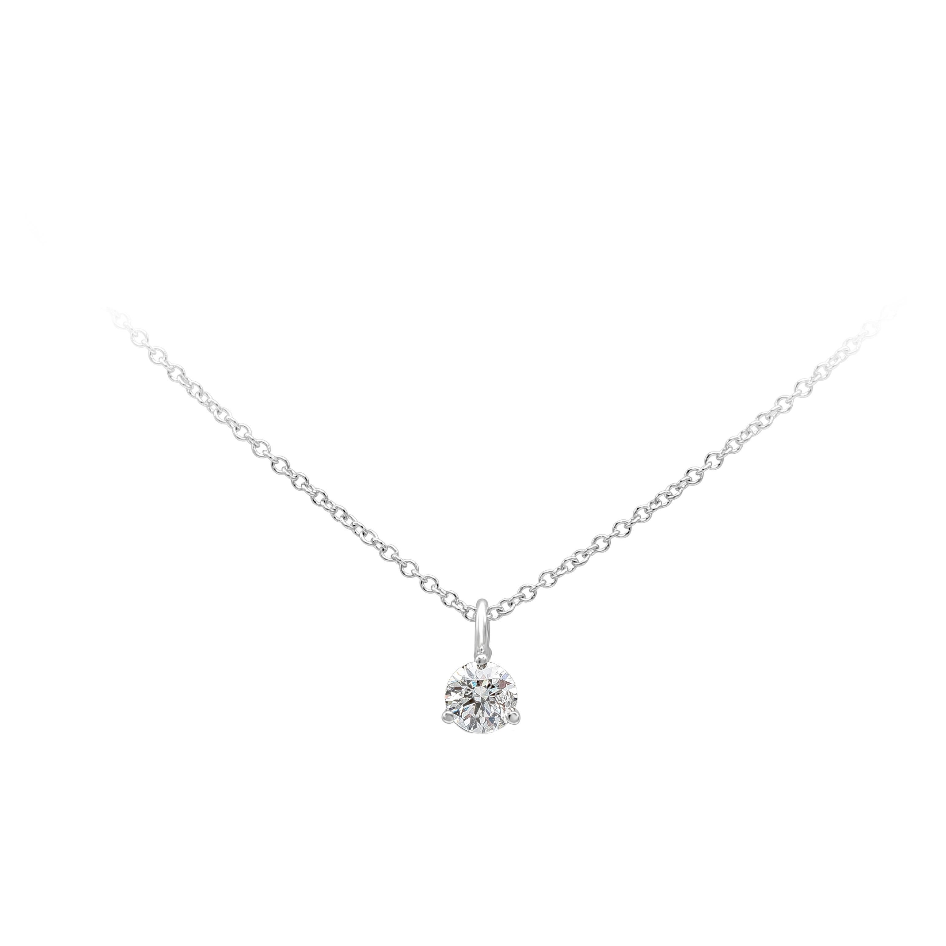 Roman Malakov, 0.31 Carat Brilliant Round Cut Diamond Solitaire Pendant Necklace For Sale