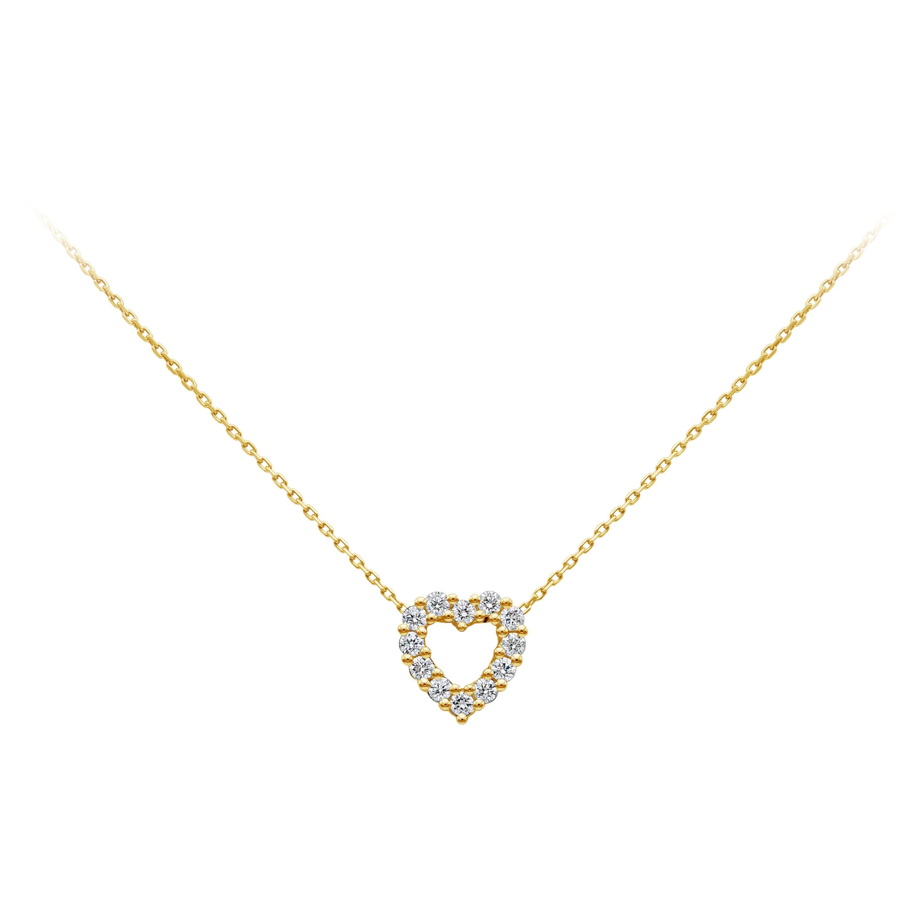 Roman Malakov, collier pendentif en forme de cœur ajouré avec diamants ronds de 0,34 carat au total