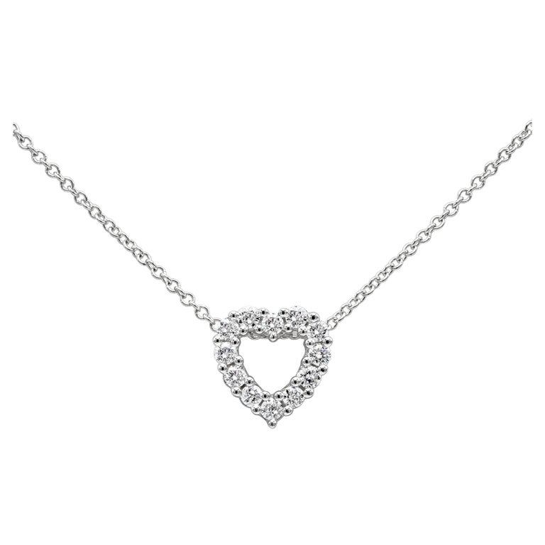 Roman Malakov, 0.35 Carat Diamond Open-Work Heart Pendant Necklace For Sale  at 1stDibs